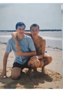 Father and son on the beach